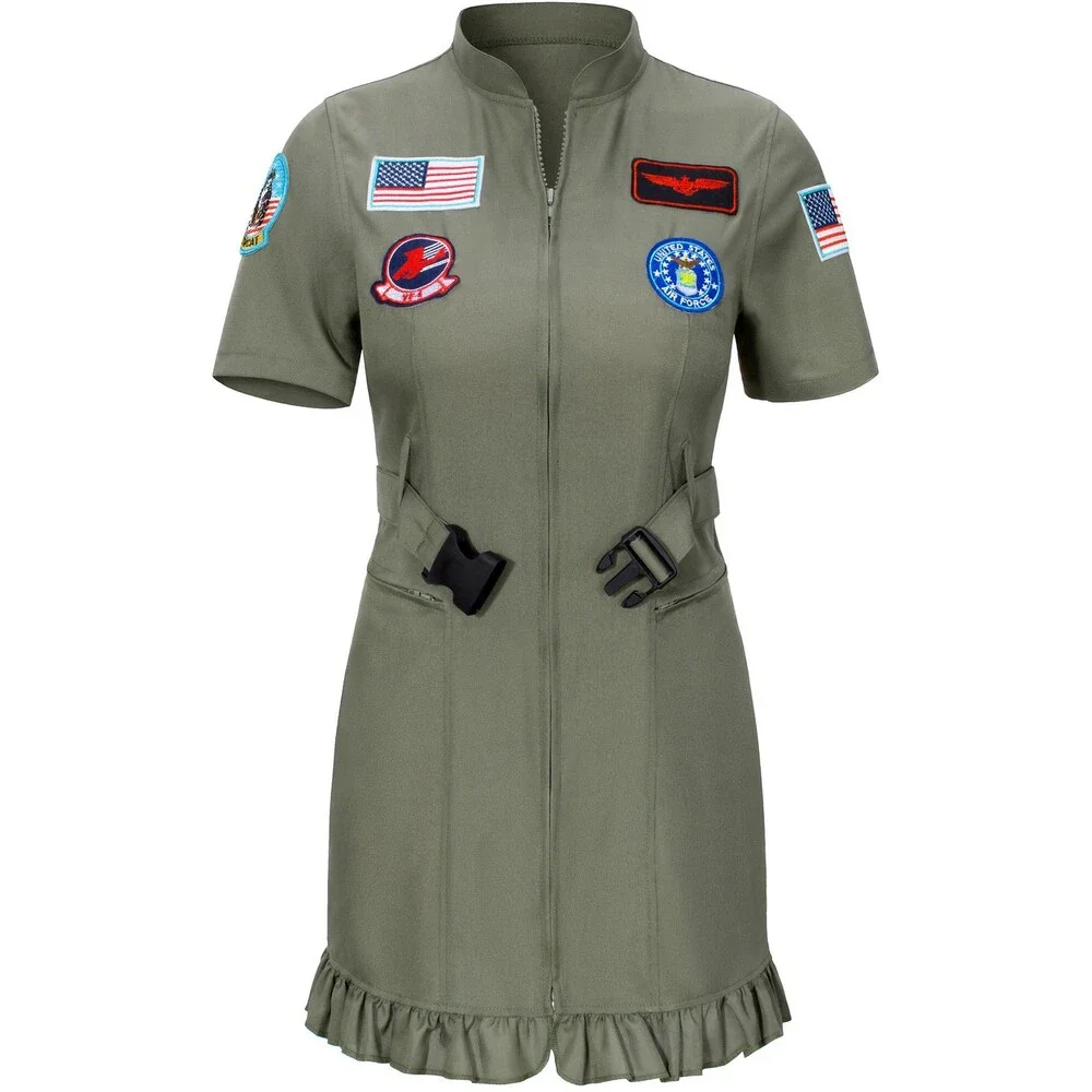 TOKYO REVENGERS Women Fighter Pilot Costume Air Force Flight Dress Halloween- N